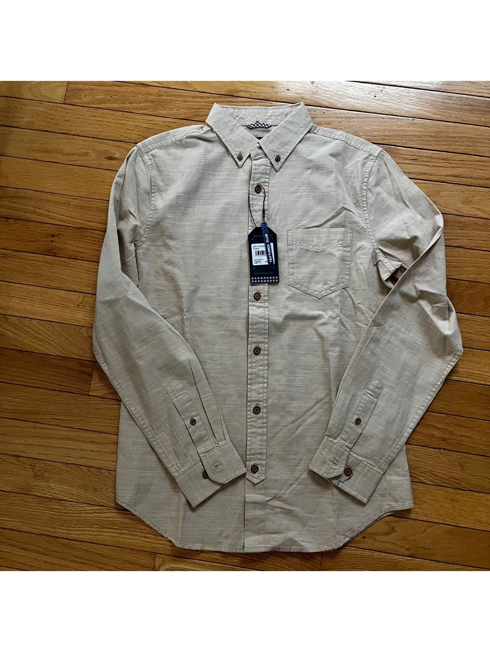 Ben Sherman Textured Slub Khaki Button-Down Shirt Size S